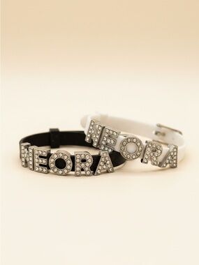 Neora Hand Crafted Black Crystal Letter Bracelet